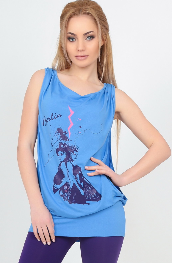Блуза голубого цвета  1121.17|интернет-магазин vvlen.com