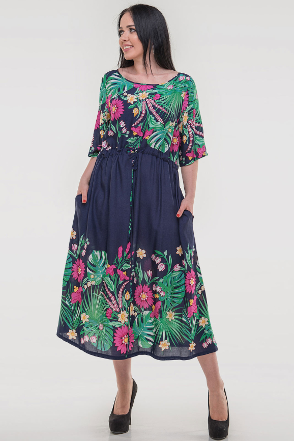 Летнее платье оверсайз синего с розовым цвета 2685.84|интернет-магазин vvlen.com