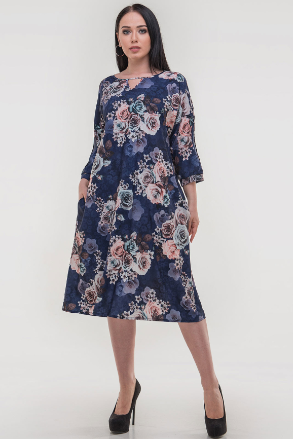 Платье оверсайз синего цвета 2808.100|интернет-магазин vvlen.com