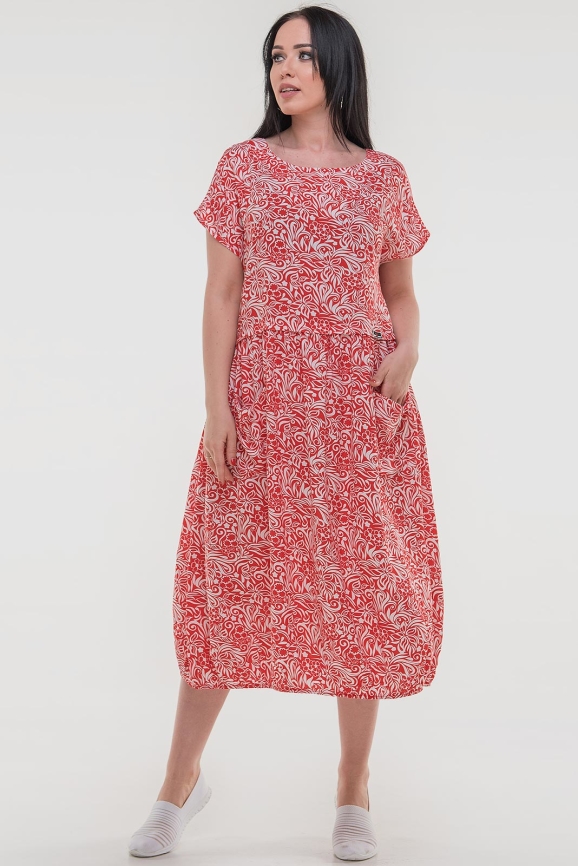 Летнее платье с пышной юбкой красного с белым цвета 2836.84|интернет-магазин vvlen.com