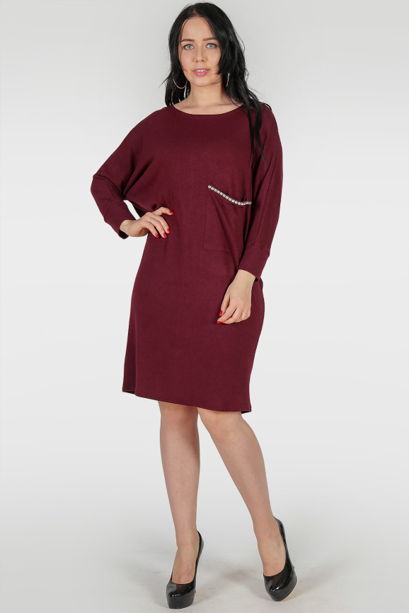 Платье  мешок бордового цвета 410 |интернет-магазин vvlen.com