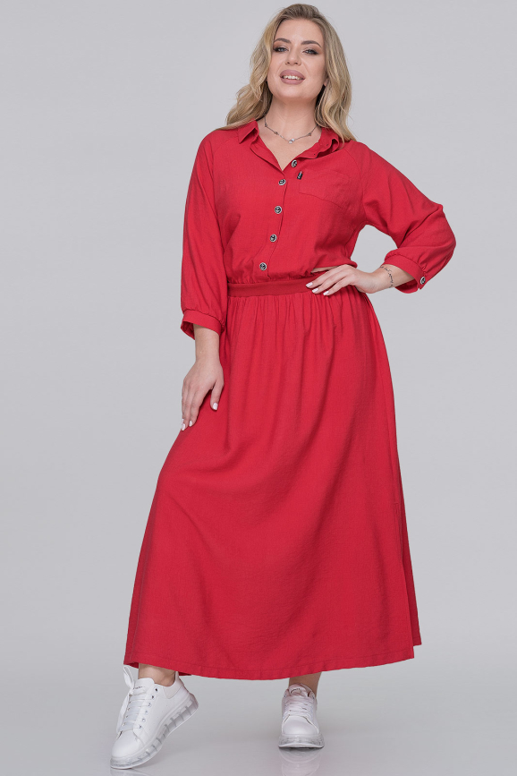 Повседневное платье рубашка красного цвета 2918.130|интернет-магазин vvlen.com