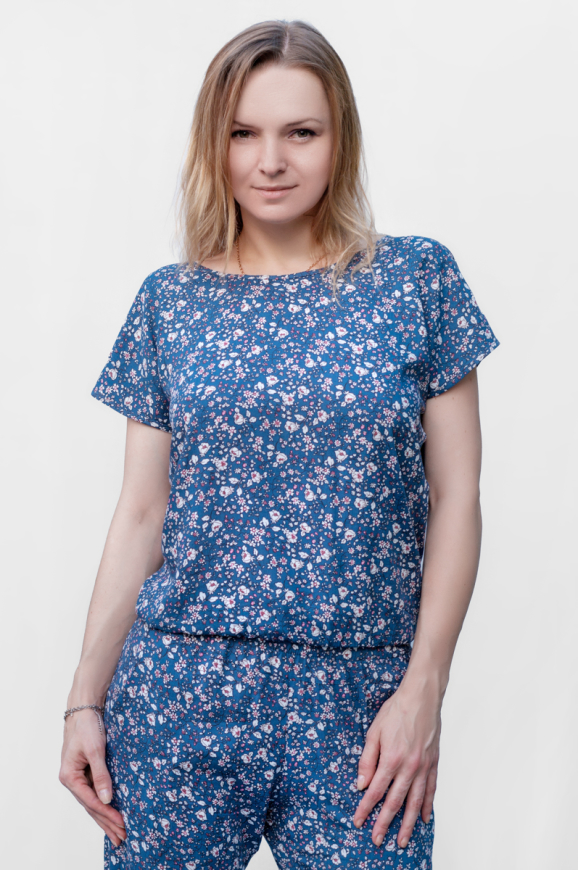 Блуза синего с розовым цвета 2374.84d36|интернет-магазин vvlen.com