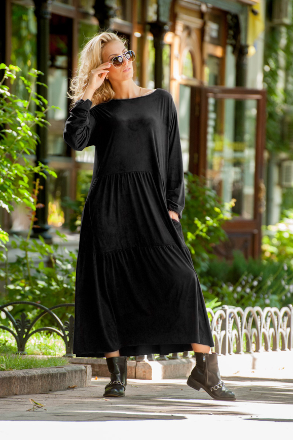 Платье оверсайз черного цвета 2403.86|интернет-магазин vvlen.com