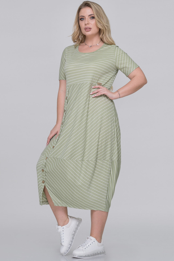 Летнее платье  мешок полоска оливковая цвета 2674-1.101|интернет-магазин vvlen.com