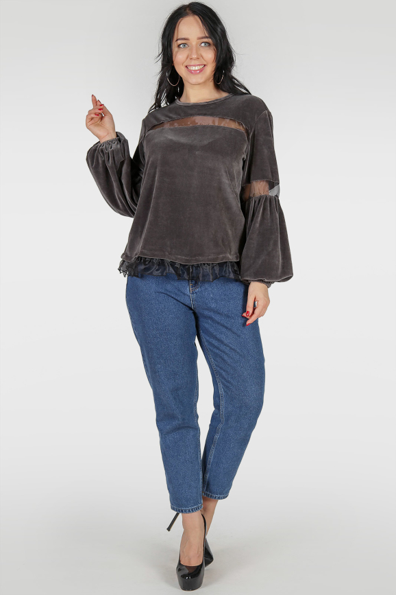 Блуза темно-серого цвета 284|интернет-магазин vvlen.com