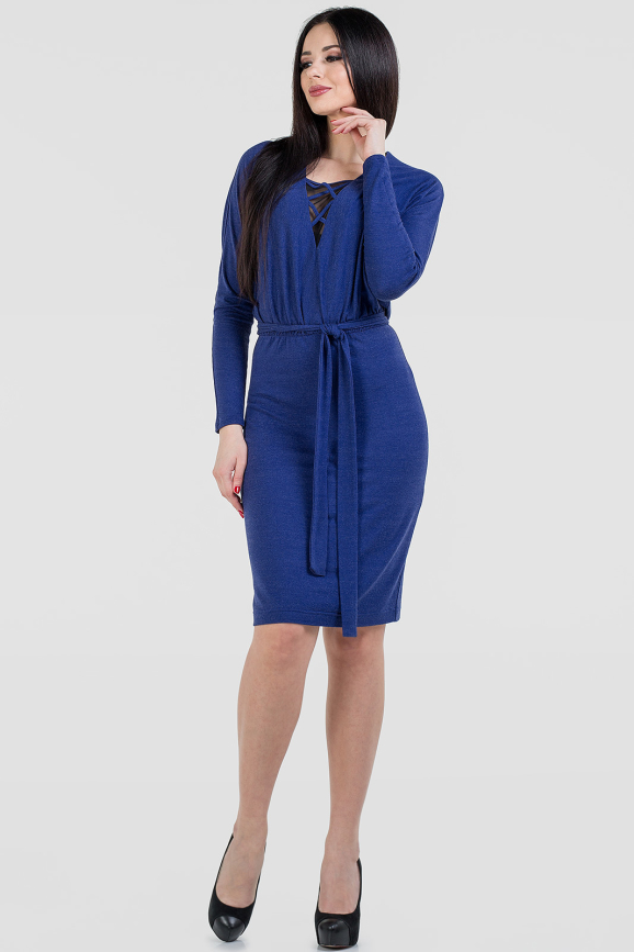 Повседневное платье футляр василькового цвета 2657.17|интернет-магазин vvlen.com