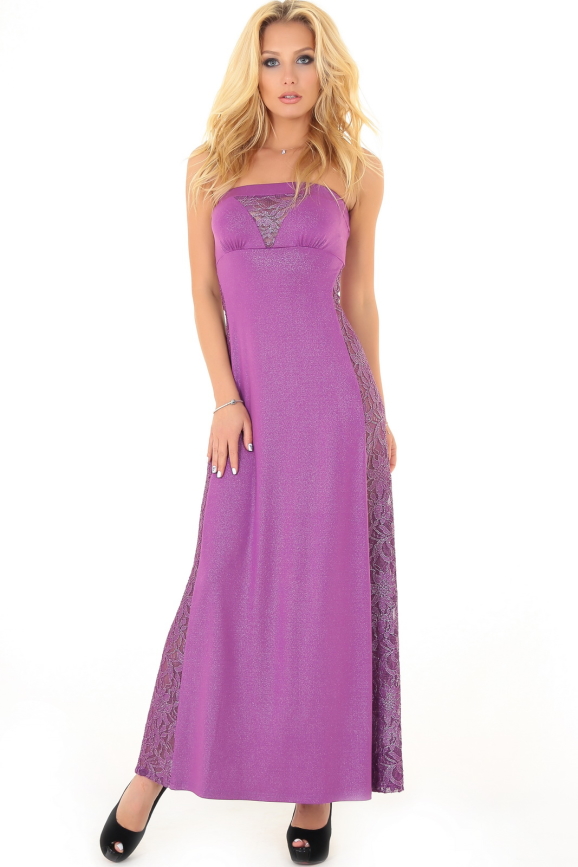 Вечернее платье с открытыми плечами фрезового цвета 894.6|интернет-магазин vvlen.com