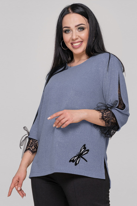 Блуза  серо-голубого цвета 2895.99|интернет-магазин vvlen.com
