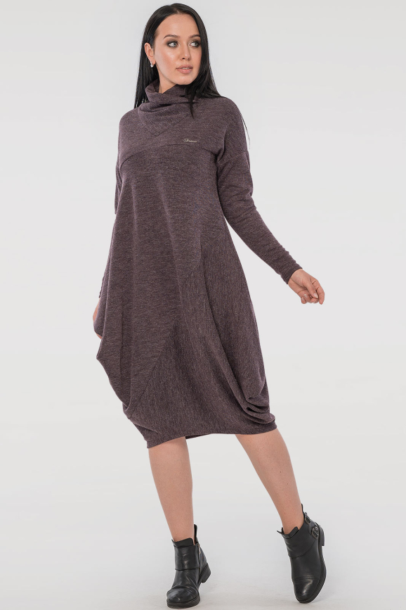 Повседневное платье балахон серо-фиолетового цвета 2856.118|интернет-магазин vvlen.com