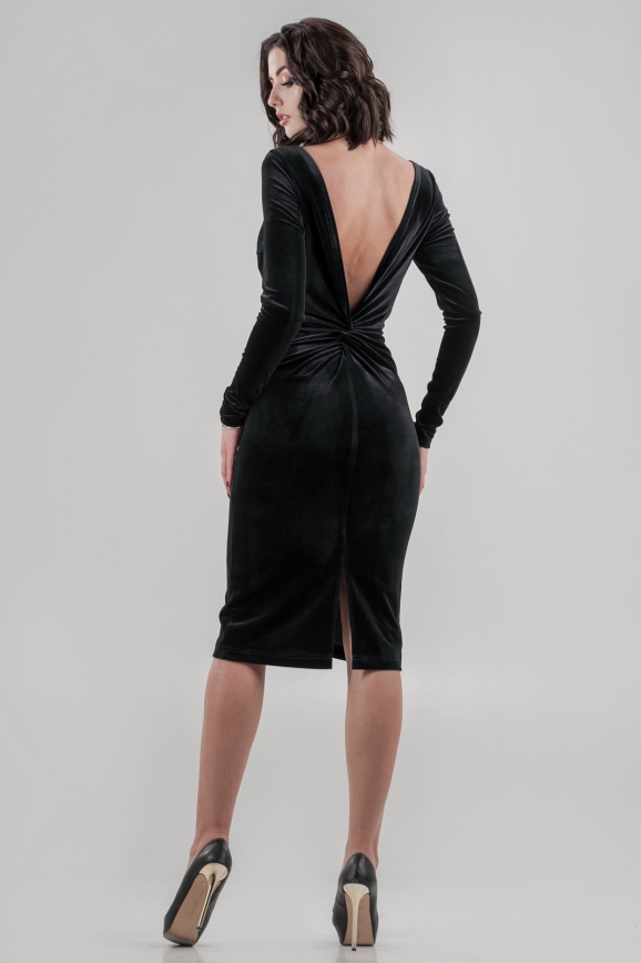 Коктейльное платье футляр черного цвета 2649.26|интернет-магазин vvlen.com