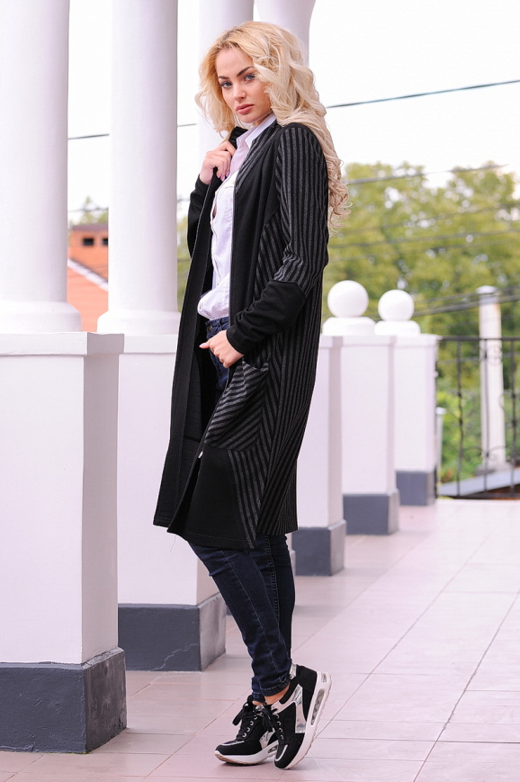 Кардиган модный черного цвета 2394.40-4|интернет-магазин vvlen.com