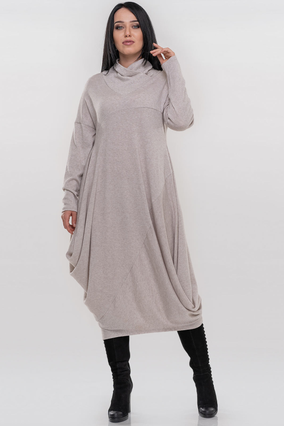 Платье оверсайз бежевого цвета 2856-1.119|интернет-магазин vvlen.com