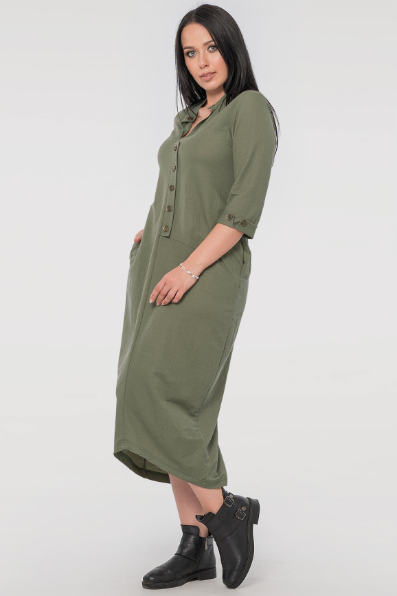 Повседневное платье  мешок хаки цвета 2539-3.101|интернет-магазин vvlen.com