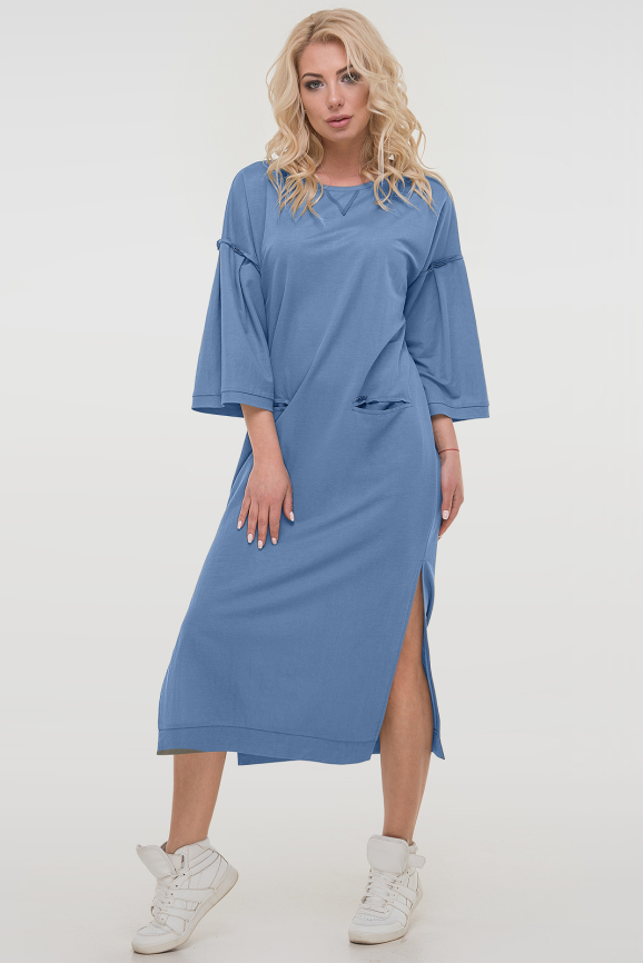 Летнее платье  мешок серо-голубого цвета 2810.101|интернет-магазин vvlen.com