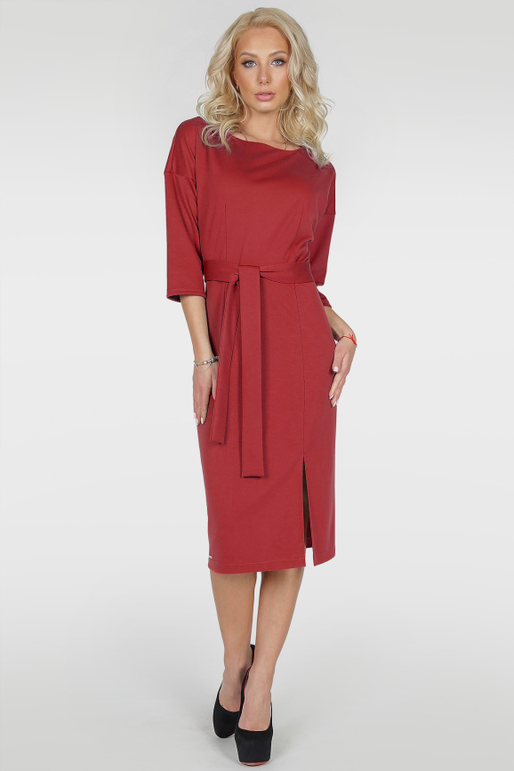 Коктейльное платье с расклешённой юбкой бордового цвета 55 555|интернет-магазин vvlen.com