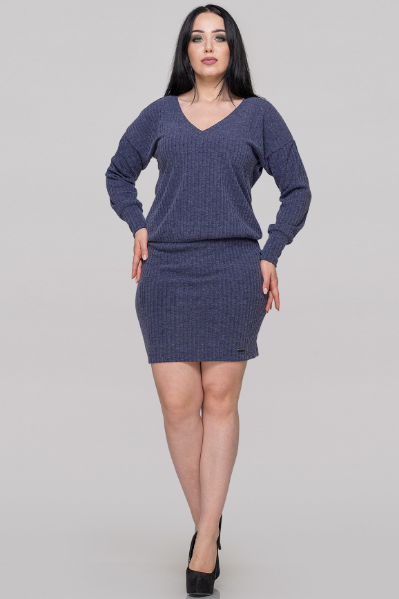 Повседневное платье с открытой спиной синего цвета 2899.31|интернет-магазин vvlen.com