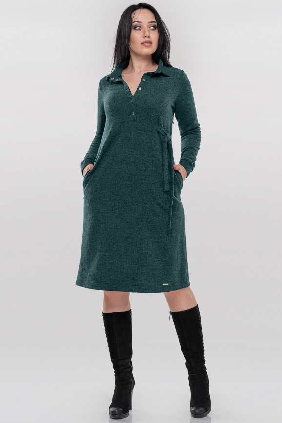 Повседневное платье рубашка зеленое 2797-2.105 2021года V&V | VVLEN