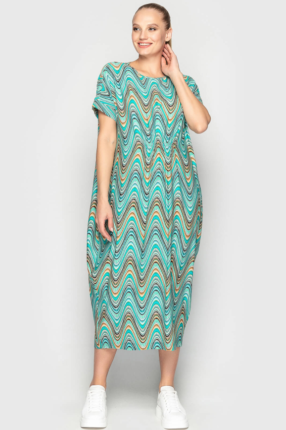 Летнее платье оверсайз бирюзового цвета 2801-1.17|интернет-магазин vvlen.com