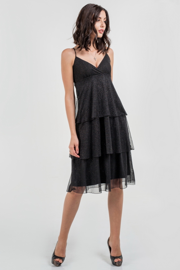Коктейльное платье трапеция черного цвета 668.11|интернет-магазин vvlen.com