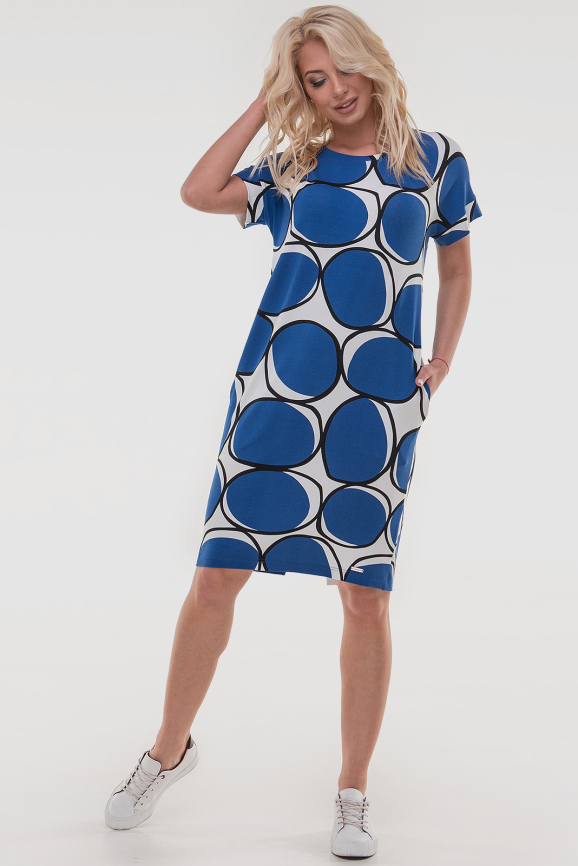 Летнее платье  мешок синего с белым цвета 2794-2.17|интернет-магазин vvlen.com