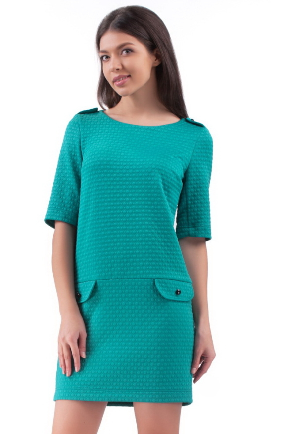 Повседневное платье футляр бирюзового цвета 2227.75-3|интернет-магазин vvlen.com