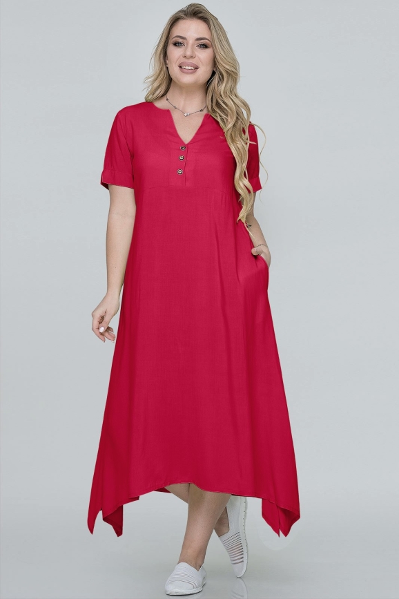 Летнее платье трапеция красного цвета 2914.84|интернет-магазин vvlen.com