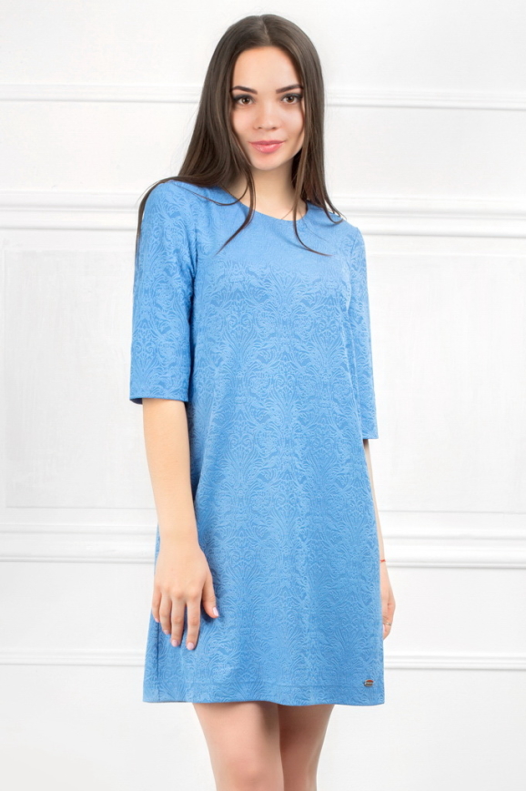 Повседневное платье футляр голубого цвета 2232.80|интернет-магазин vvlen.com