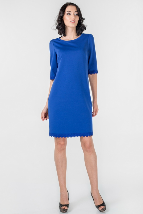 Коктейльное платье трапеция электрика цвета 2525.47|интернет-магазин vvlen.com