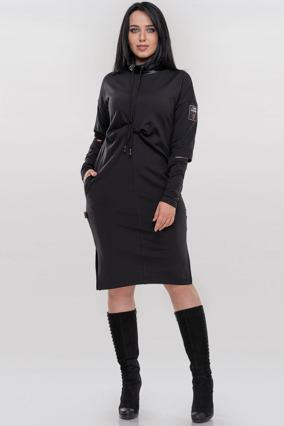 Повседневное платье  мешок черного цвета 2873.74|интернет-магазин vvlen.com