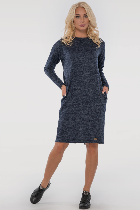 Повседневное платье  мешок синего цвета 2794-4.96|интернет-магазин vvlen.com