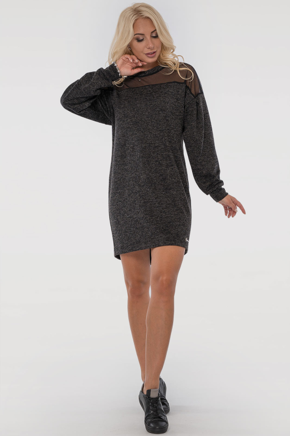 Повседневное платье туника темно-серого цвета 2849.96|интернет-магазин vvlen.com