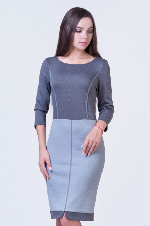 Офисное платье футляр серого цвета 2128 .41|интернет-магазин vvlen.com