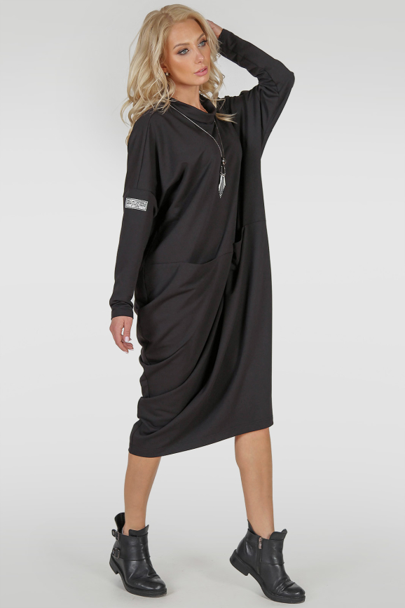 Платье оверсайз черного цвета 2792.79|интернет-магазин vvlen.com