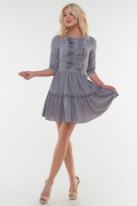 Летнее платье с длинной юбкой серо-фиолетового цвета 16121vl1|интернет-магазин vvlen.com