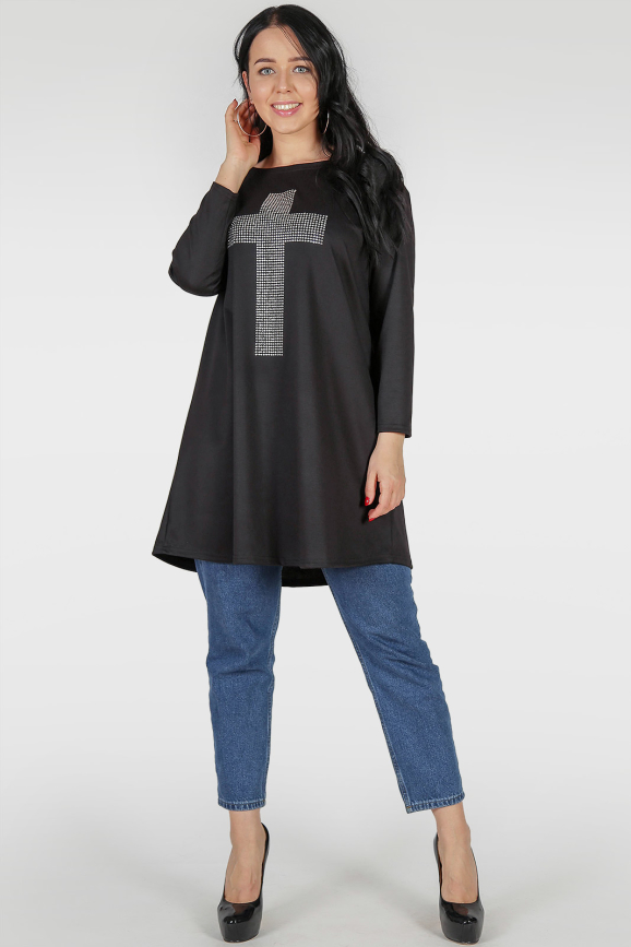 Платье туника черного цвета 420 |интернет-магазин vvlen.com