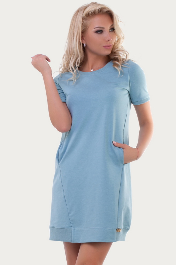 Спортивное платье  голубого цвета 6001|интернет-магазин vvlen.com