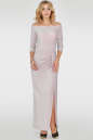 Вечернее платье с открытыми плечами серебристо-розового цвета 2790.98 No1|интернет-магазин vvlen.com