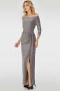 Вечернее платье с открытыми плечами серебристо-бордового цвета 2790.98|интернет-магазин vvlen.com