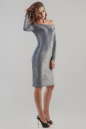 Коктейльное платье футляр серебристо-синия цвета 2624.98 No2|интернет-магазин vvlen.com