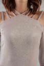Коктейльное платье футляр серебристо-розового цвета 2625.98 No3|интернет-магазин vvlen.com
