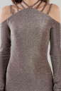 Коктейльное платье футляр серебристо-бордового цвета 2625.98 No3|интернет-магазин vvlen.com