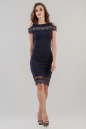 Коктейльное платье футляр темно-синего цвета 2634.47 No0|интернет-магазин vvlen.com