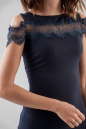 Коктейльное платье футляр темно-синего цвета 2634.47 No2|интернет-магазин vvlen.com