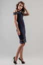 Коктейльное платье футляр темно-синего цвета 2634.47 No3|интернет-магазин vvlen.com