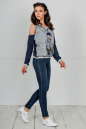 Блуза серого с синим цвета kl  178 No2|интернет-магазин vvlen.com