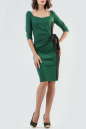 Коктейльное платье футляр зеленого с черным цвета 2582.47 No0|интернет-магазин vvlen.com