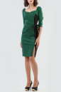 Коктейльное платье футляр зеленого с черным цвета 2582.47 No1|интернет-магазин vvlen.com