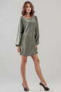 Коктейльное платье балахон серебристо-зеленого цвета 2632.98 No1|интернет-магазин vvlen.com