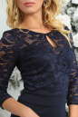Коктейльное платье футляр темно-синего цвета 2445.47 No3|интернет-магазин vvlen.com